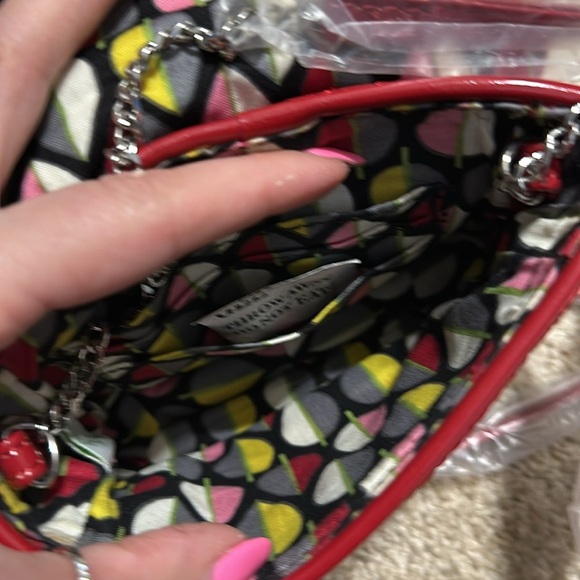 Vera Bradley Chain Strap Red Mini Quilted Crossbody NWT - Picture 6 of 6